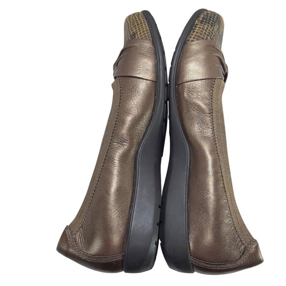 ARAVON Womens Brown Metallic Leather Flats Snake Print Toe Cap Cushioned Size 8M - Picture 5 of 11